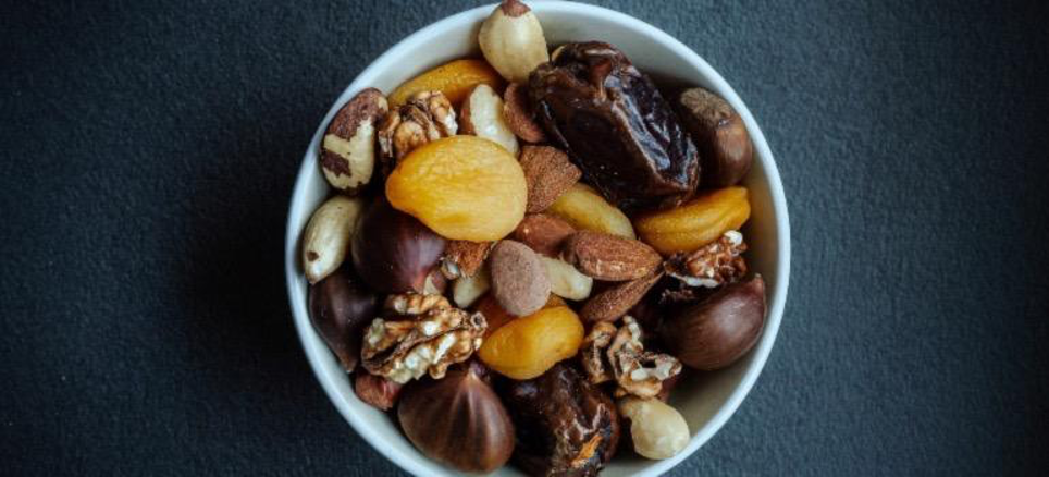 A bowl of trail mix